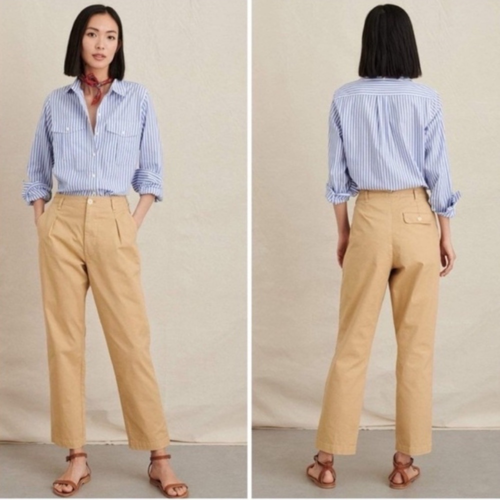 Alex Mill | Women’s Cognac Brown Pleat Front The Boy Pant Ankle Chino Pants Sz 4 - Picture 3 of 16